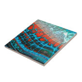 Abstract blauw rode drakenader Agate Skin Zee Tile Tegeltje (Zijkant)