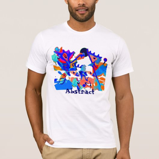abstract blauw rode T-shirt (Voorkant)