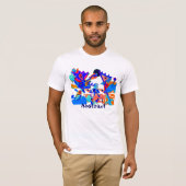 abstract blauw rode T-shirt (Voorkant volledig)