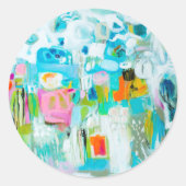 Abstract blauw ronde sticker (Voorkant)