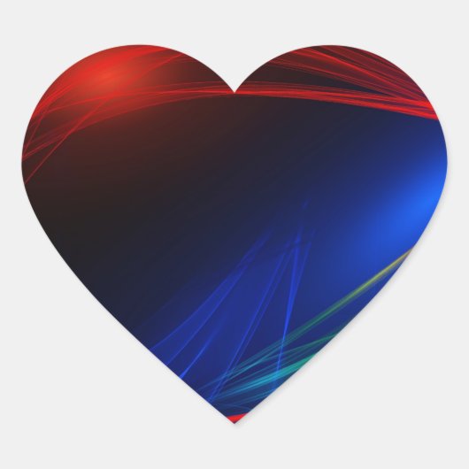 Abstract blauw rood en groen werveleffect hart sticker (Voorkant)