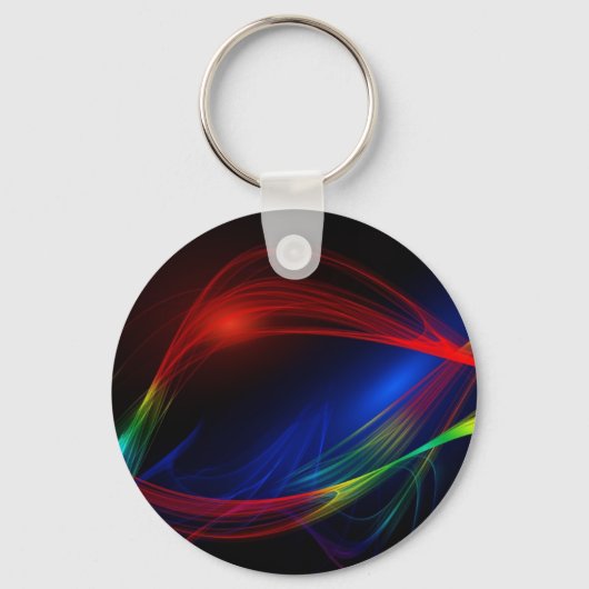 Abstract blauw rood en groen werveleffect sleutelhanger (Voorkant)
