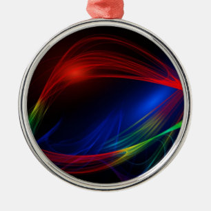 Abstract blauw rood en groen wervelend effect metalen ornament
