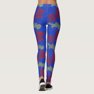Abstract Blauw Rood Geel patroon Yoga Leggings
