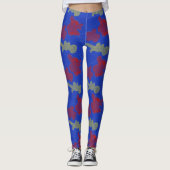 Abstract Blauw Rood Geel patroon Yoga Leggings (Voorkant)