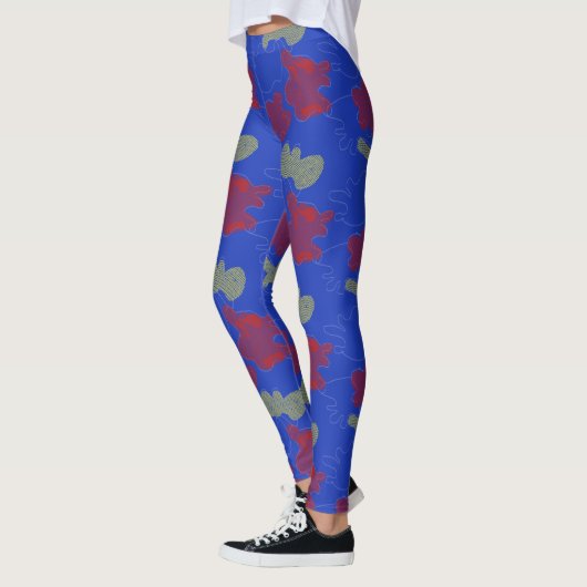 Abstract Blauw Rood Geel patroon Yoga Leggings (Links)
