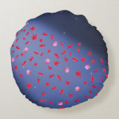 Abstract blauw rood maanlicht herfstbladeren rozen rond kussen (Achterkant)
