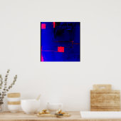 Abstract Blauw Rood Poster Originele Modern Art Pr (Keuken)