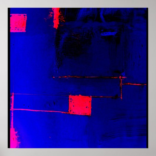 Abstract Blauw Rood Poster Originele Modern Art Pr (Voorkant)