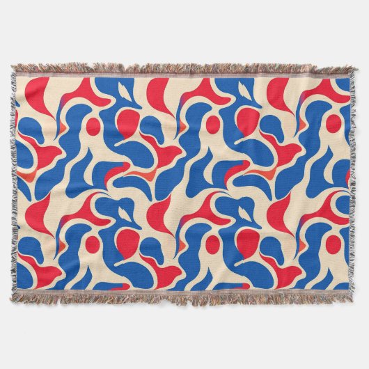 🔵🔴⚪ Abstract Blauw Rood Wit Voor Modern Huis Deken (Voorkant)
