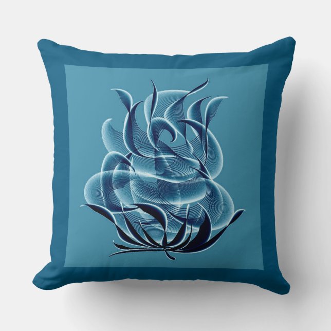 Abstract blauw Roos Sierkussen (Voorkant)