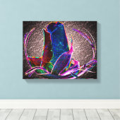 Abstract blauw Roos ventilator Canvas Afdruk (Insitu (Houten vloer))