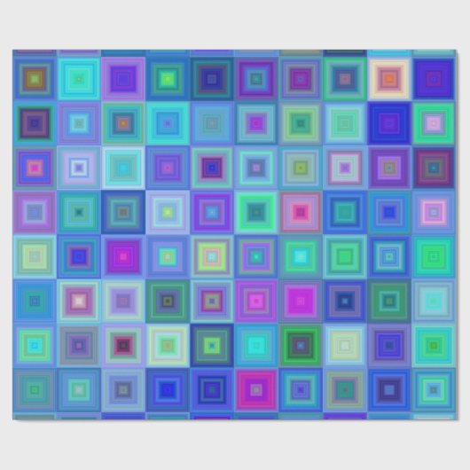 Abstract blauw roze dozen Retroompapier Cadeaupapier (Vlak)