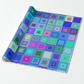 Abstract blauw roze dozen Retroompapier Cadeaupapier (Uitgerold)