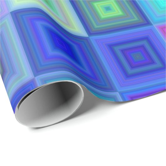 Abstract blauw roze dozen Retroompapier Cadeaupapier (Rol Hoek)