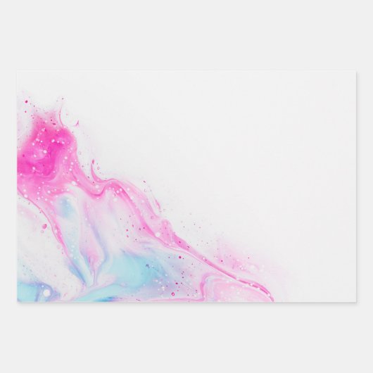 Abstract Blauw, Roze en Wit Marmered Art Inpakpapier Vel (Voorkant 2)