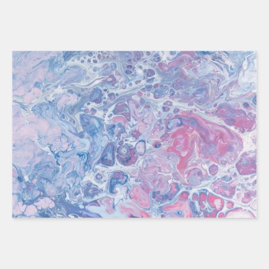 Abstract Blauw, Roze en Wit Marmered Art Inpakpapier Vel (Voorkant)