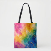 Abstract Blauw Roze Geel Regenboog Tote Bag (Voorkant)