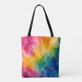 Abstract Blauw Roze Geel Regenboog Tote Bag (Achterkant)