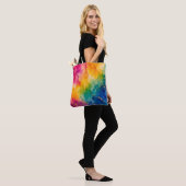 Abstract Blauw Roze Geel Regenboog Tote Bag (Op model)