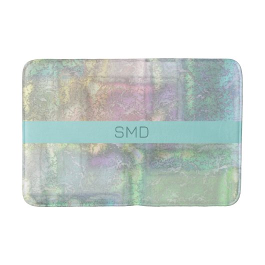 Abstract blauw roze getextureerd patroon badmat (Voorkant)