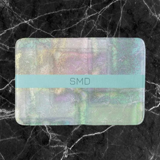 Abstract blauw roze getextureerd patroon badmat