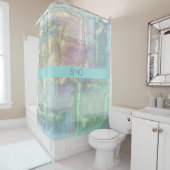 Abstract blauw roze getextureerd patroon douchegordijn (In situ)