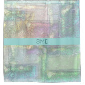 Abstract blauw roze getextureerd patroon douchegordijn (Voorkant)