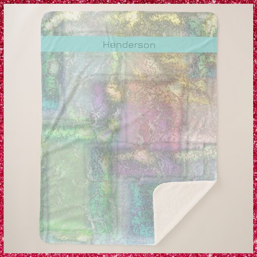 Abstract blauw roze getextureerd patroon sherpa deken