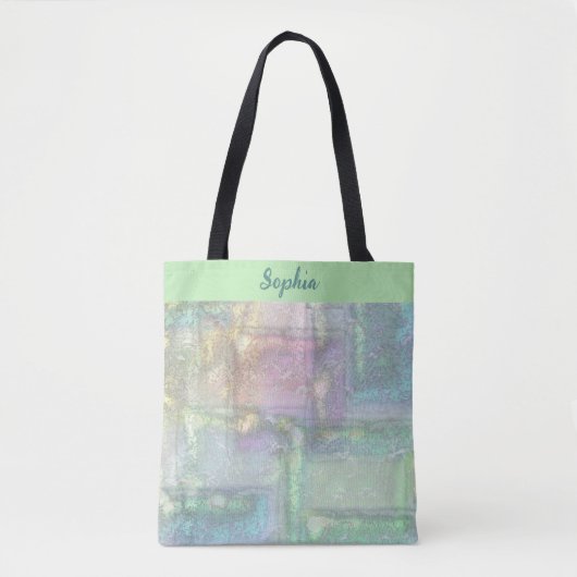 Abstract blauw roze getextureerd patroon tote bag (Voorkant)