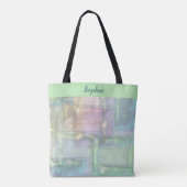 Abstract blauw roze getextureerd patroon tote bag (Achterkant)