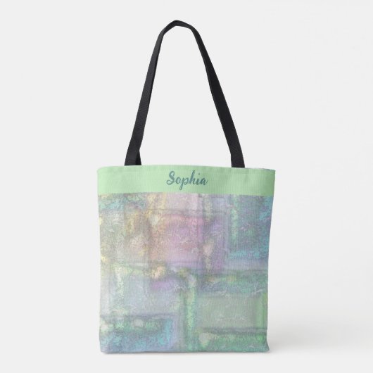 Abstract blauw roze getextureerd patroon tote bag (Achterkant)