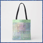 Abstract blauw roze getextureerd patroon tote bag