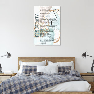 Abstract Blauw Roze Goud Desiderata van Max Ehrma Canvas Afdruk