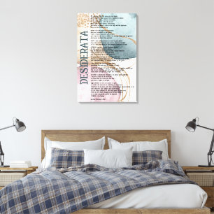 Abstract Blauw Roze Goud Desiderata van Max Ehrma Canvas Afdruk