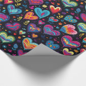 Abstract Blauw Roze Kleurrijke Harten Cadeaupapier (Hoek)