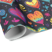 Abstract Blauw Roze Kleurrijke Harten Cadeaupapier (Rol Hoek)