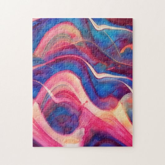 Abstract Blauw Roze Stromende Kunstpuzzel Legpuzzel (Verticaal)
