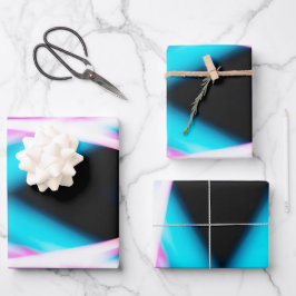 Abstract blauw & roze vignet inpakpapier