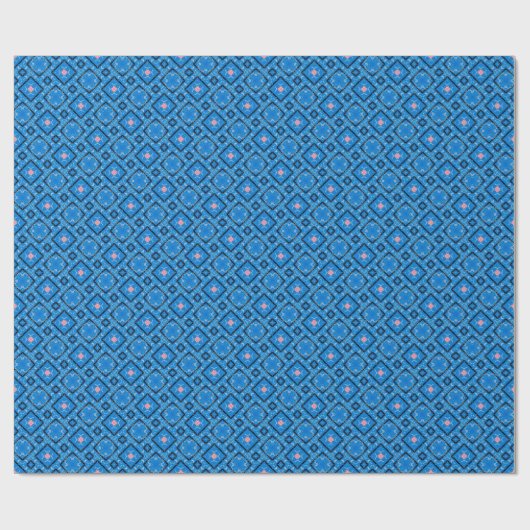 Abstract blauw roze zwart algemeen inpakpapier (Vlak)