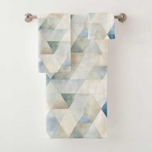 Abstract blauw rustig strandpatroon bad handdoek (Insitu)