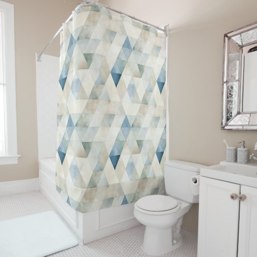 Abstract blauw rustig strandpatroon douchegordijn (In situ)