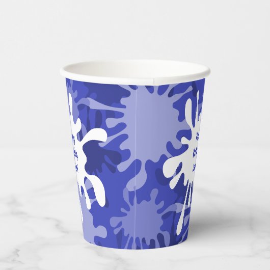 Abstract blauw schilderij op feestdag papieren bekers (Rechts)