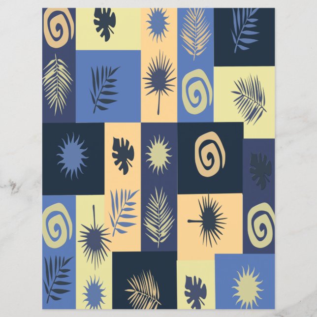 Abstract Blauw Scrapbook Papier (Voorkant)