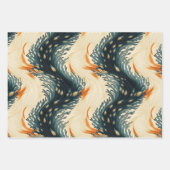 Abstract Blauw Sinaasappel Crème Peacock Inpakpapier Vel (Voorkant 2)