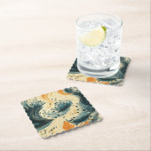 Abstract Blauw Sinaasappel Crème Peacock Kartonnen Onderzetters (Insitu)