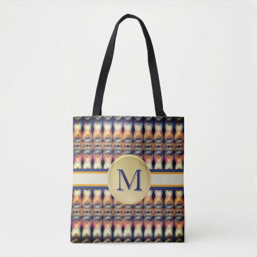 Abstract blauw, Sinaasappel en multifunctioneel Tote Bag (Voorkant)