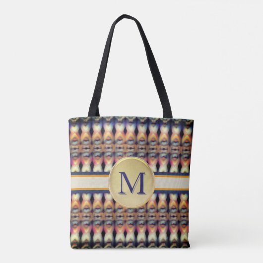 Abstract blauw, Sinaasappel en multifunctioneel Tote Bag (Achterkant)