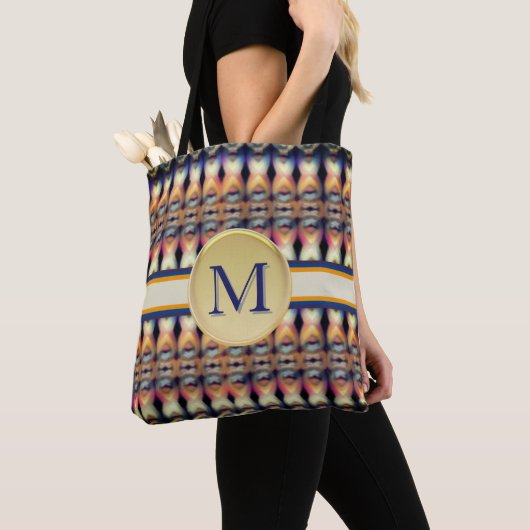 Abstract blauw, Sinaasappel en multifunctioneel Tote Bag (Dichtbij)