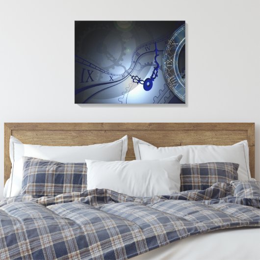 Abstract blauw smeltklokontwerp canvas afdruk (Insitu (Slaapkamer))
